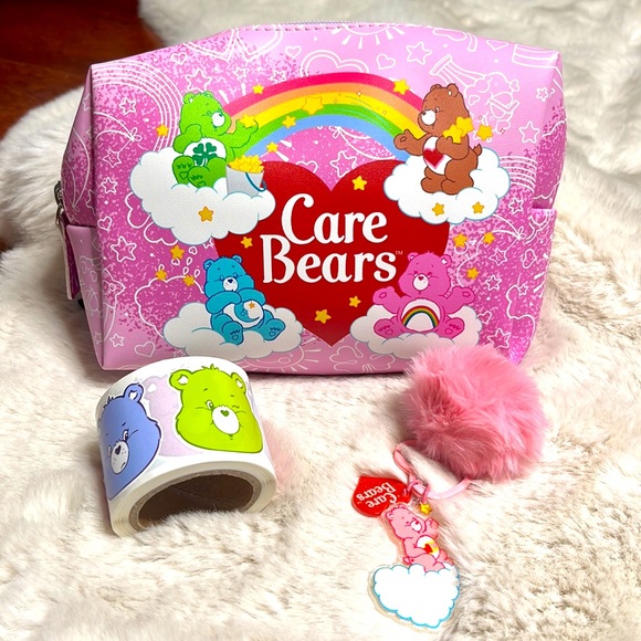 New Care Bears makeup bag bundle stickers keychain - Picture 2 of 14